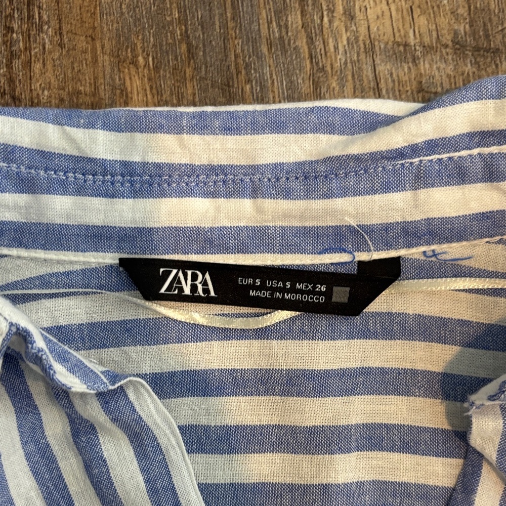 ZARA Striped linen blend knotted shirt - Picture 2 of 4